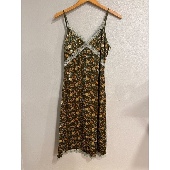 Vintage-Inspired Floral Slip Dress With Lace Trim Adjustable Straps y2k - Picture 1 of 7